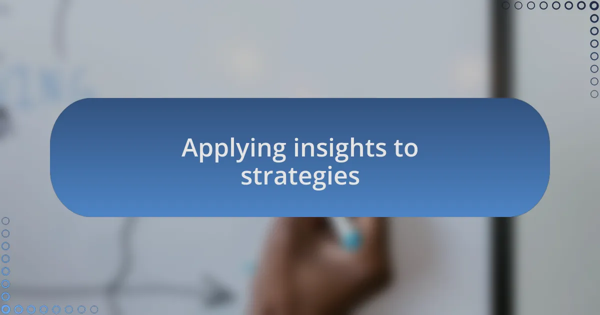 Applying insights to strategies