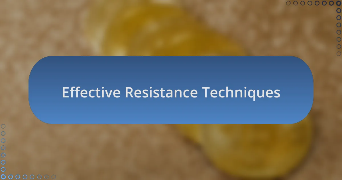 Effective Resistance Techniques