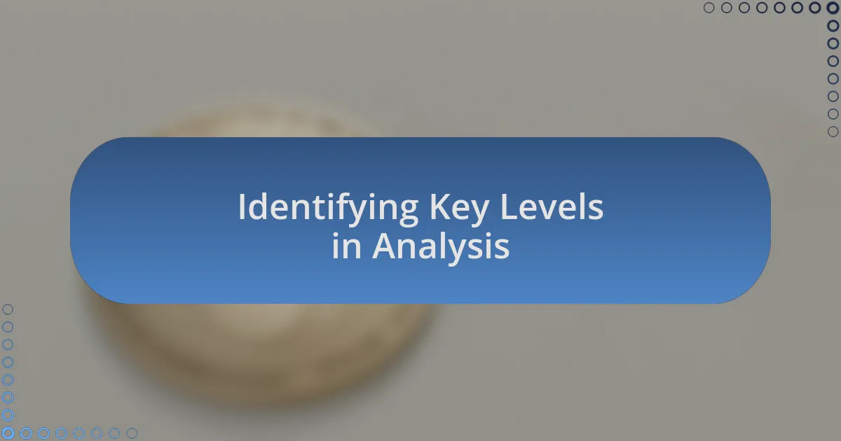 Identifying Key Levels in Analysis