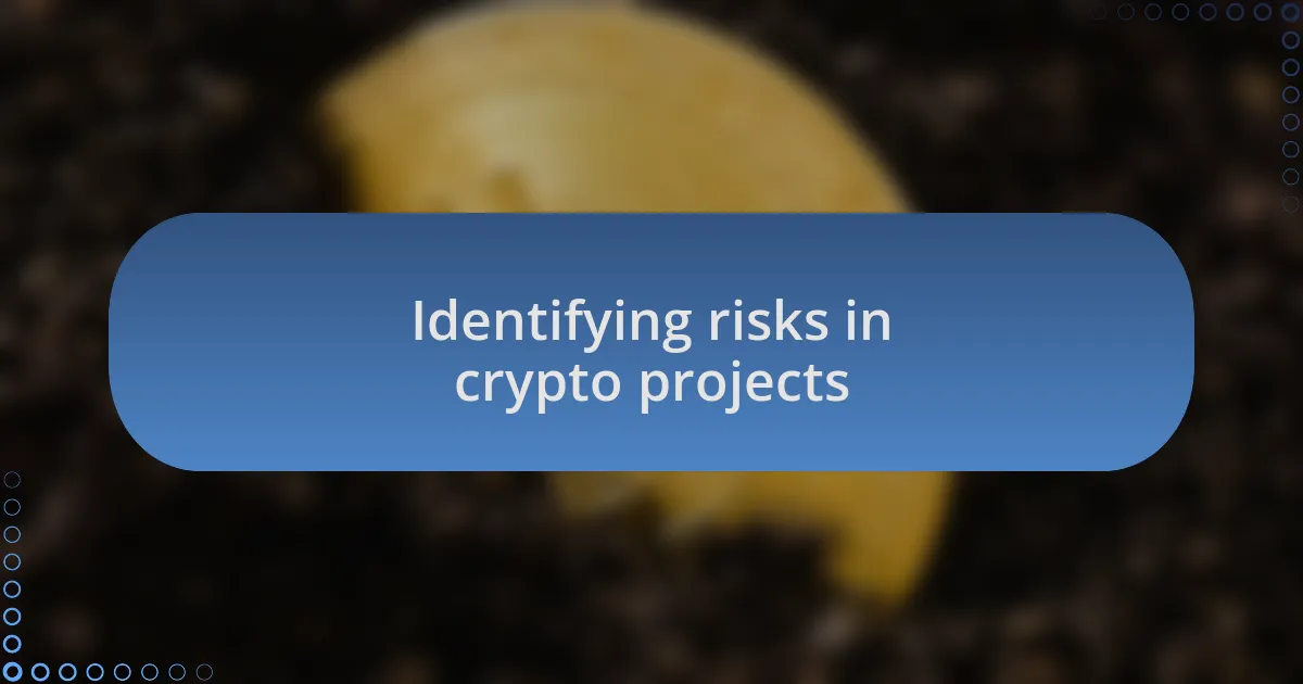 Identifying risks in crypto projects