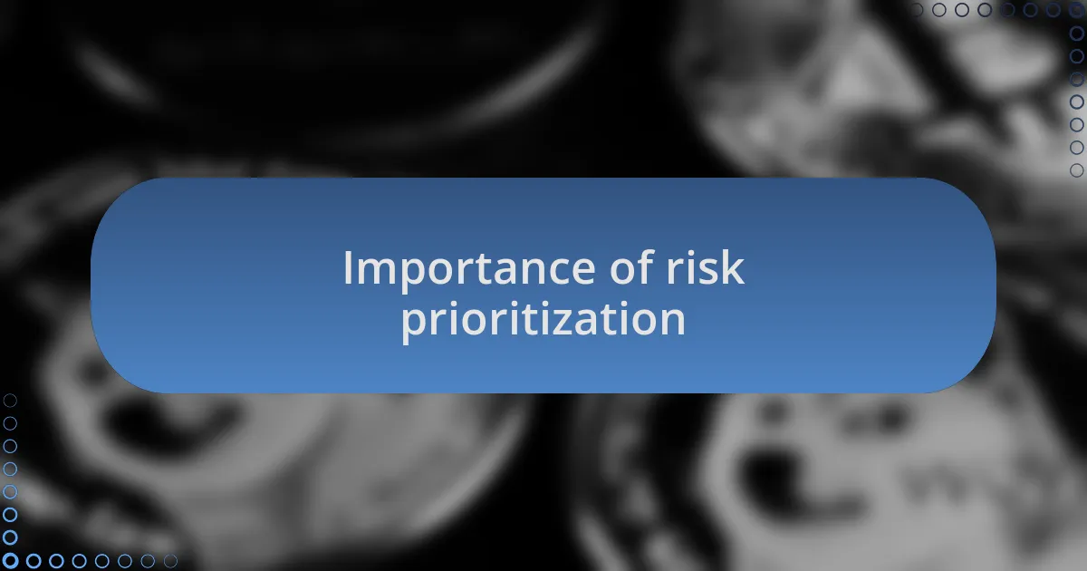 Importance of risk prioritization