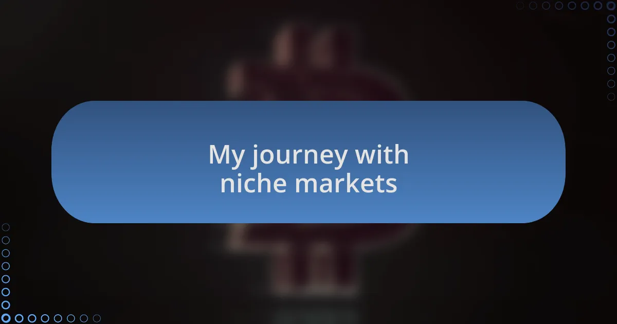 My journey with niche markets